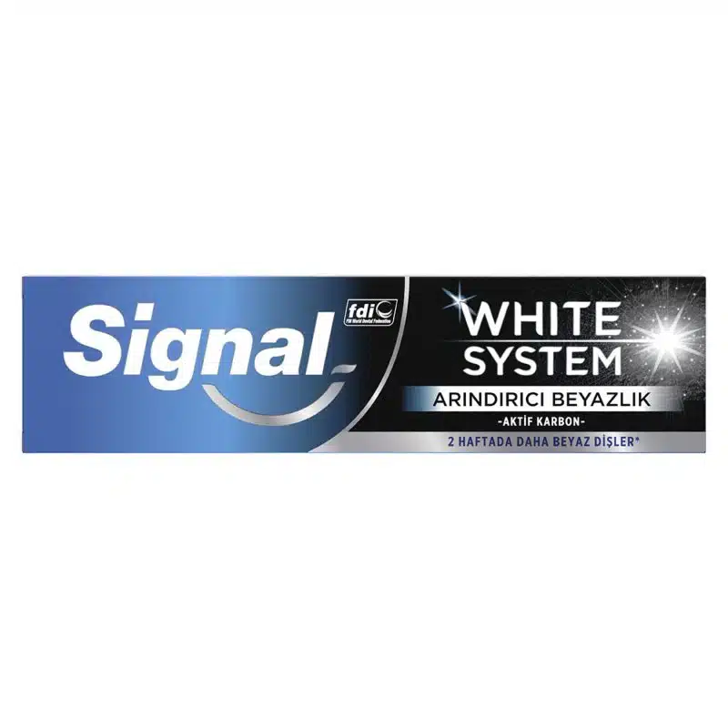 خمیر دندان زغالی سیگنال مدل White System با خاصیت سفید کننده حجم ۷۵ میل